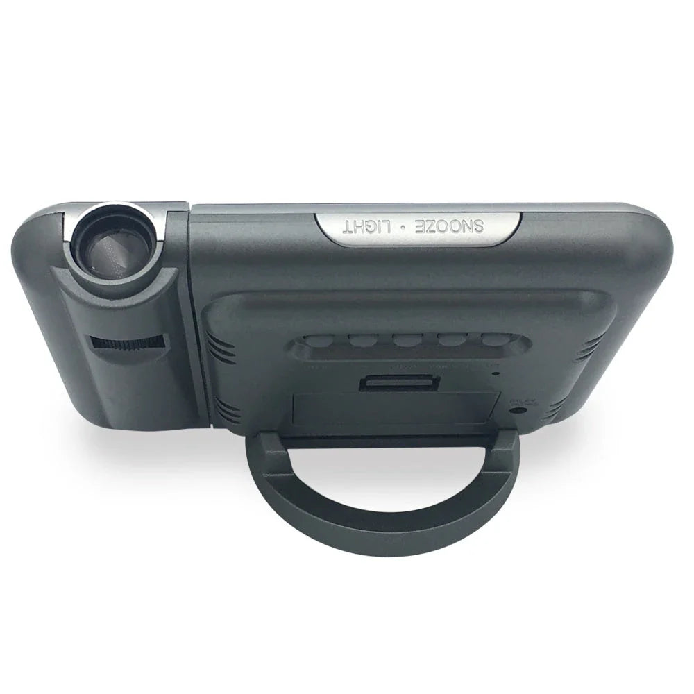 Multifunctional digital alarm clock with projection display, thermometer, hygrometer, and weather forecast