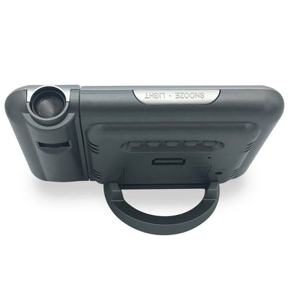 Multifunctional digital alarm clock with projection display, thermometer, hygrometer, and weather forecast