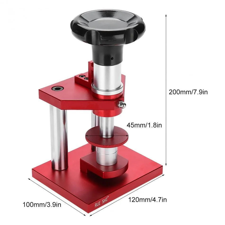 Watch repair spiral cap presser with 20 plastic moulds for back cover installation