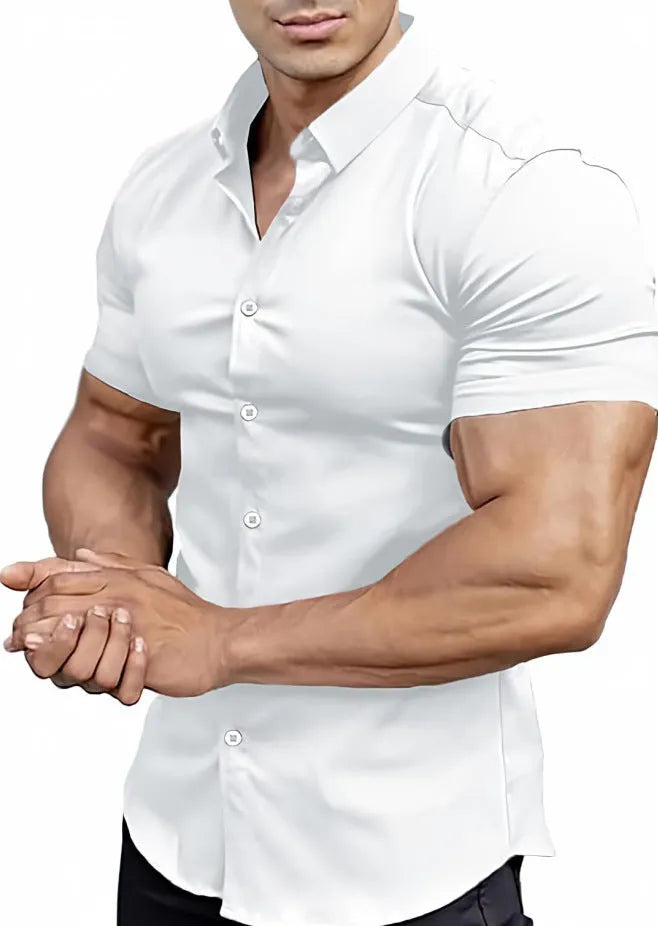 Men's casual short sleeve printed shirt in polyester available in multiple colours and sizes S to 5XL