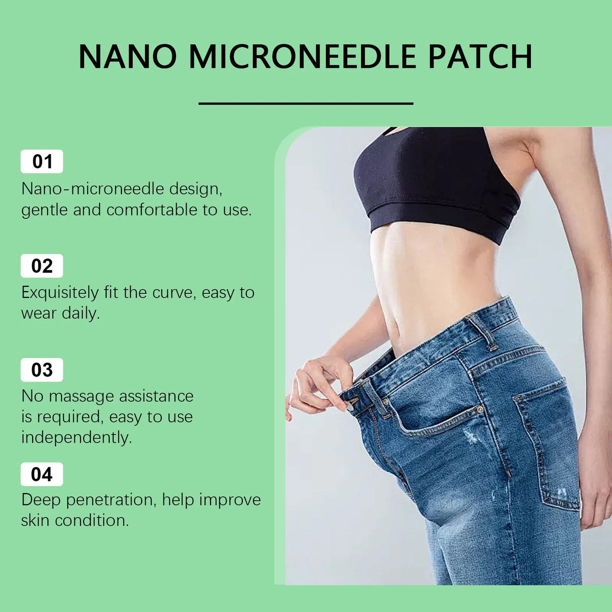 Pack of four slimming nano microneedle stickers with ginger and mugwort formulation