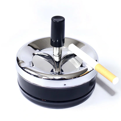 Windproof alloy ashtray with minimalist design in black colour showing 15cm diameter