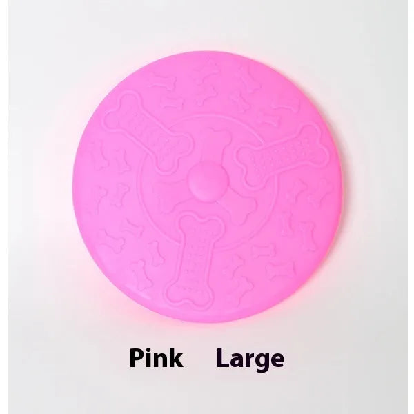 Rubber dog frisbee plastic pet toy in small and large sizes with multiple colour options