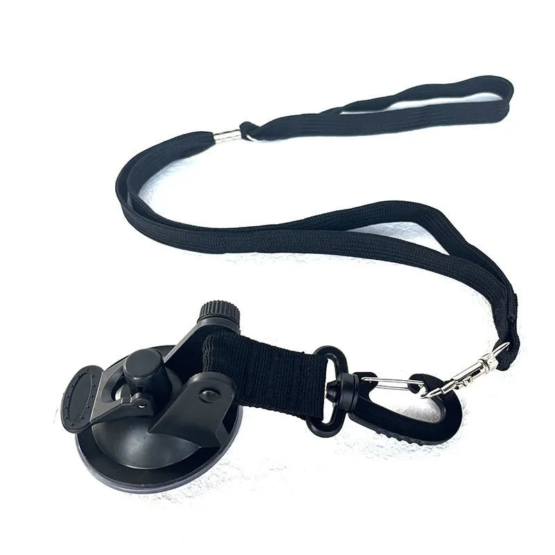 Pet bathing restraint device with suction cup handcuffs and traction rope in black or blue colour