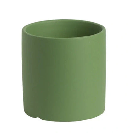 Nordic style cylindrical ceramic flowerpot with drainage hole for plants