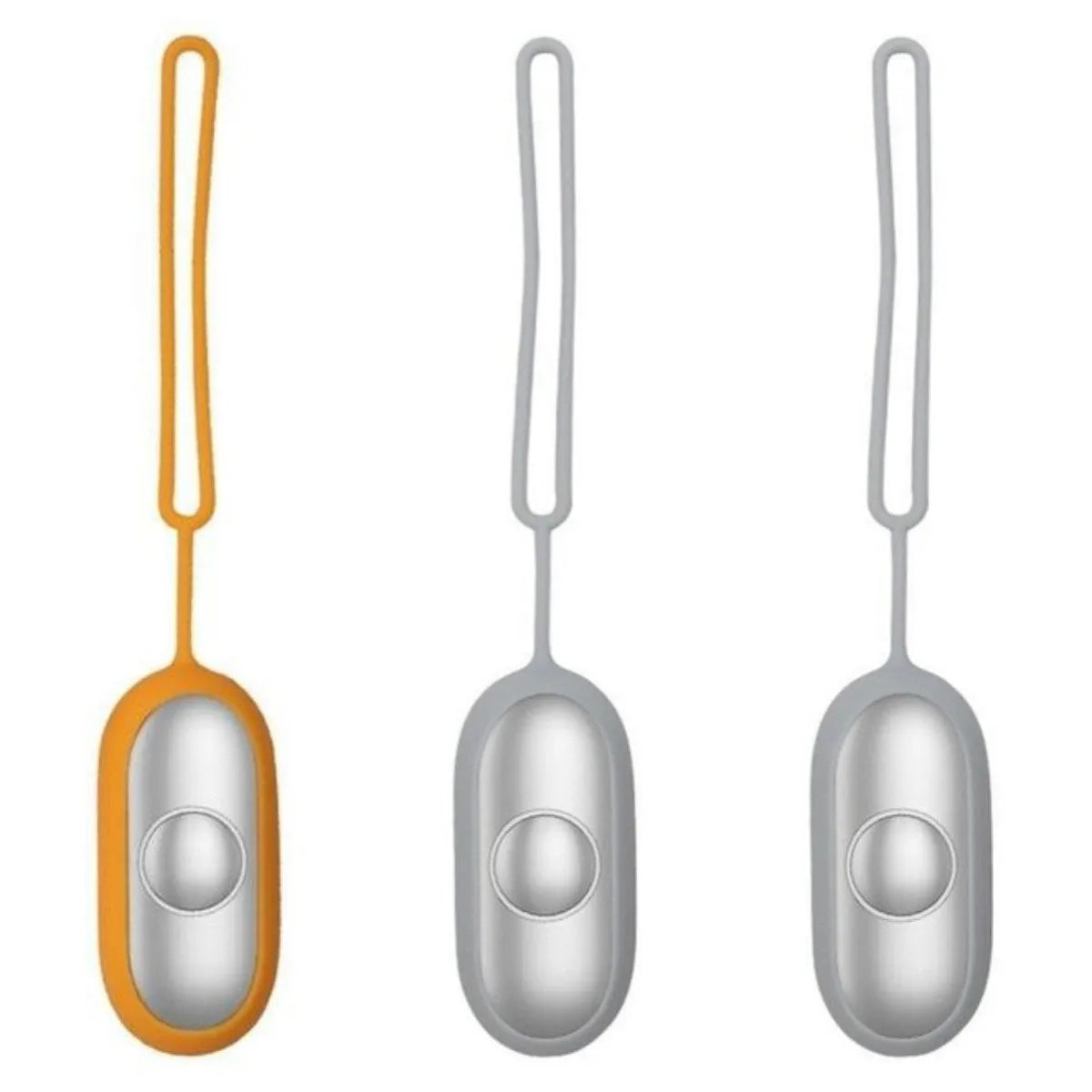 Hand-held micro-current sleep aid device in grey, green, and orange colour options