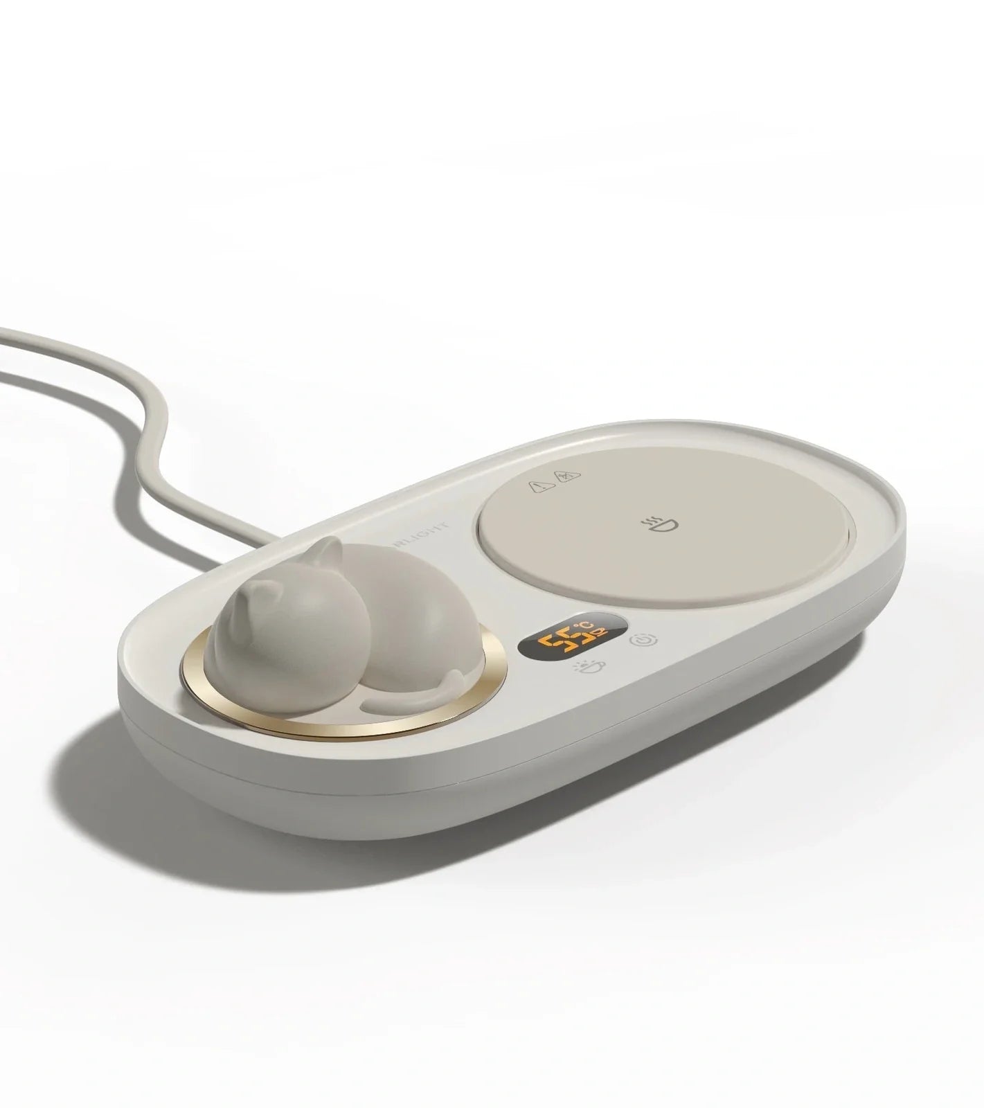 Green portable coffee mug warmer with touch controls and 100mm heating surface for office desks