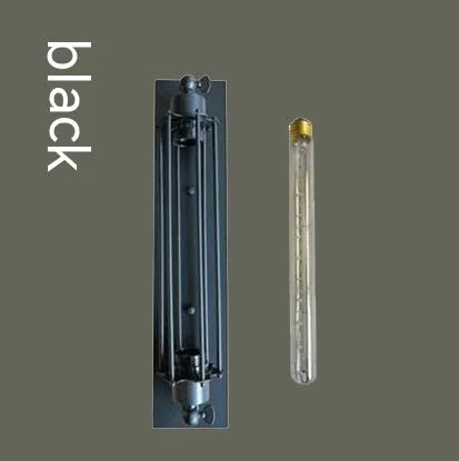 Industrial retro flute iron wall lamp in black finish, 110mm by 470mm size, antique style design