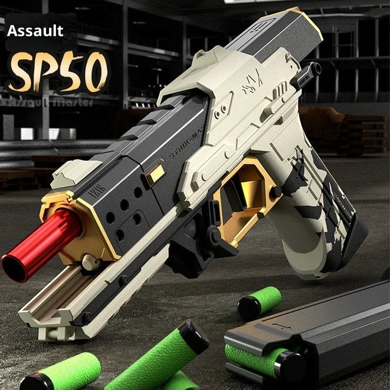 Nylon Attack Master SP50 plastic soft bomb launcher toy with Eva ammunition and detachable magazine