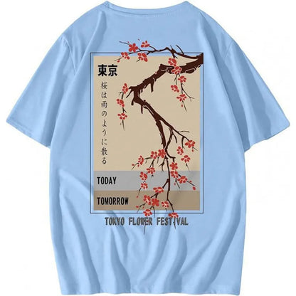 Men's short-sleeved street sports t-shirt with a digital print pattern, available in multiple sizes.