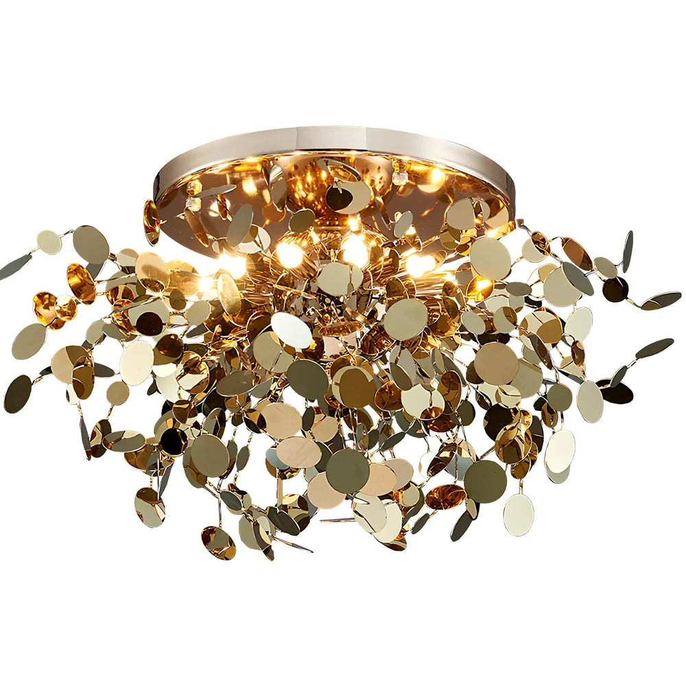 Stainless steel chandelier with eight G9 bulbs measuring 45cm height with tree blade design