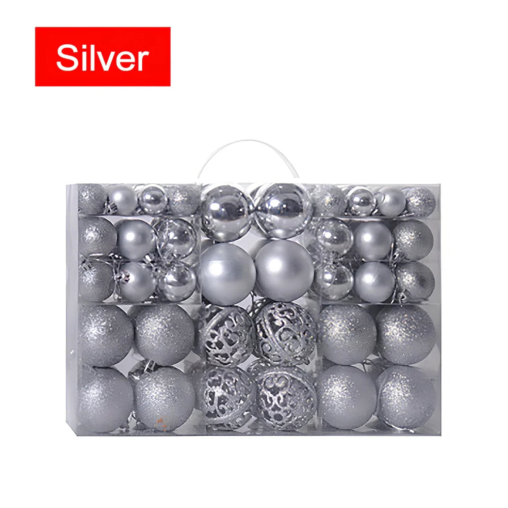 100 Christmas matte decorative balls in 12 colours including champagne, lake blue and rose red