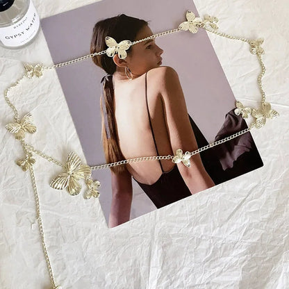 Women's gold butterfly waist chain with alloy construction and 104cm length
