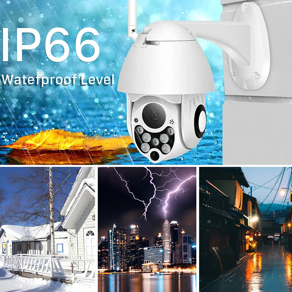 Outdoor dome WiFi surveillance camera with 1080p resolution and 15m infrared night vision capability