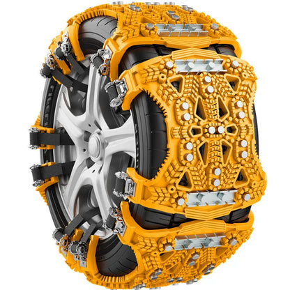 Universal steel plate tire chains for cars and SUVs with installation tools and accessories