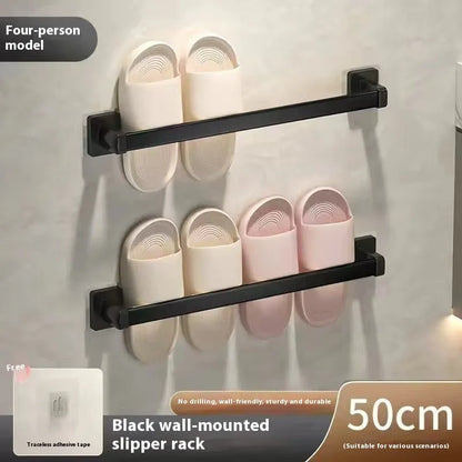 Wall-mounted bathroom slipper rack with integrated seat in Nordic style