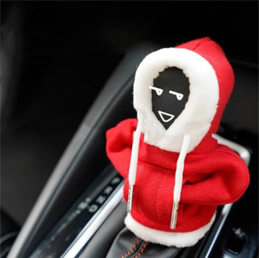 Handmade Christmas Hoodie Car Gearshift Cover in red and green