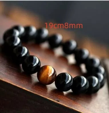 Natural Black Onyx and Tiger Eye Energy Bracelet with elastic rope