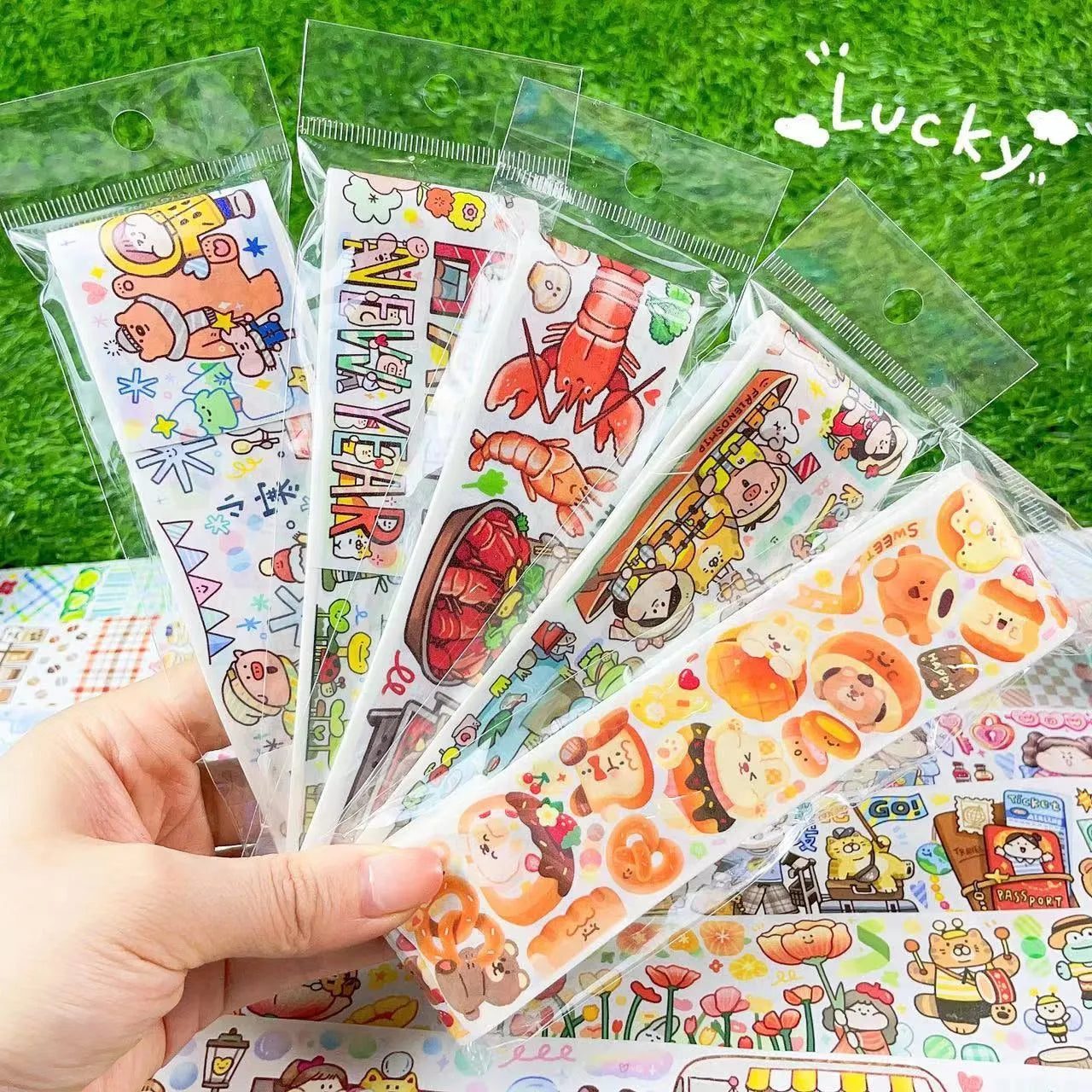 Haemorrhoid tape packaging stickers with cute cartoon characters on Japanese paper, 42 style options