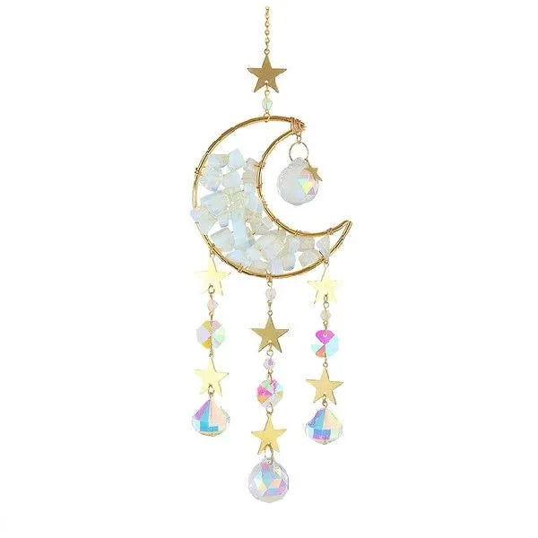 420mm crystal pendant car accessory with 100mm K9 crystal moon in five colour options