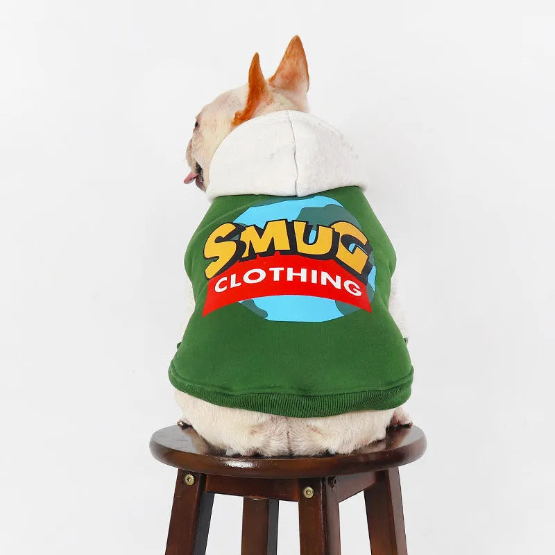 Green cotton dog clothing for autumn and winter, shown in a larger size