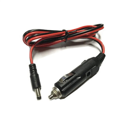 Black 12V car charging cable with cigarette lighter plug and DC5.5 connector for powering vehicle equipment
