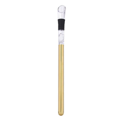 Stainless steel wine chilling rod with acrylic aerator pourer for cooling bottles from inside