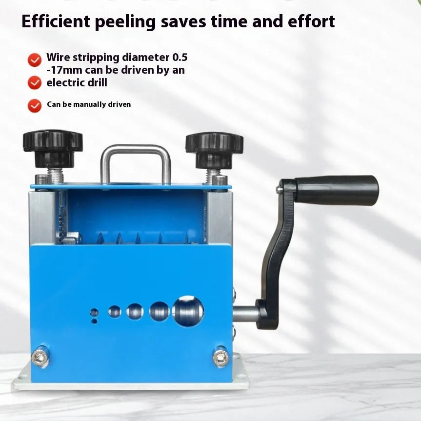 Manual wire stripping machine with adjustable blades for 0.5-17mm cables, compact 154mm design