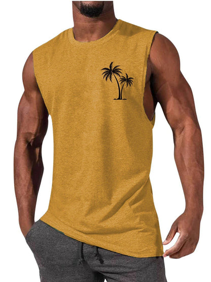 Stylish Embroidered Beach Tank Top in various colors with unique coconut tree design