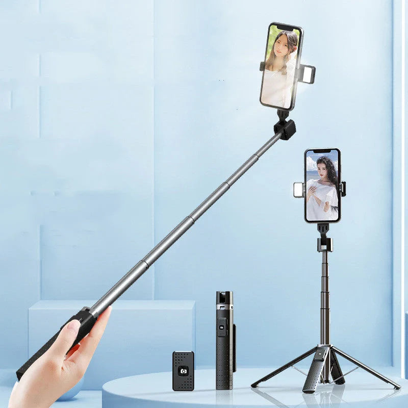 Bluetooth selfie stick with dual fill lights for perfect photos anytime
