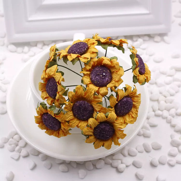 DIY sunflower garland and bouquet set for wedding decorations in vibrant yellow and orange