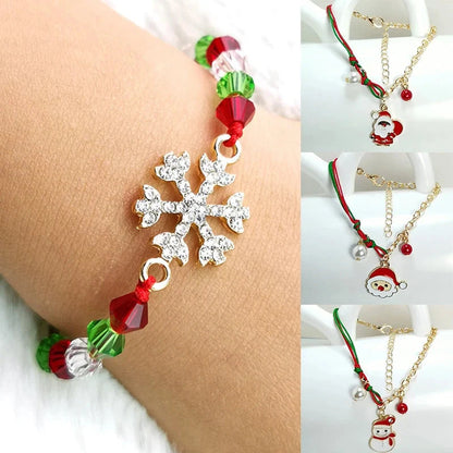 Charming Christmas bracelet with festive charms like Santa, snowmen, and snowflakes