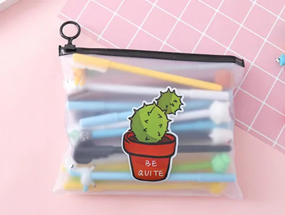 Marvel 20-pack of 0.5mm black pens with cartoon cactus designs in a 21x17cm plastic case