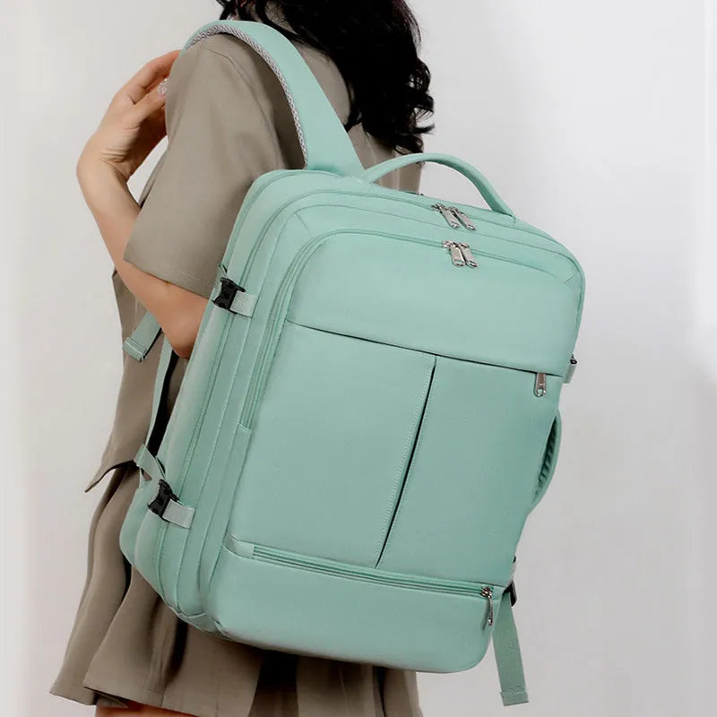 Large waterproof oxford cloth backpack for business travel with multiple pockets and 15.6 inch laptop compartment