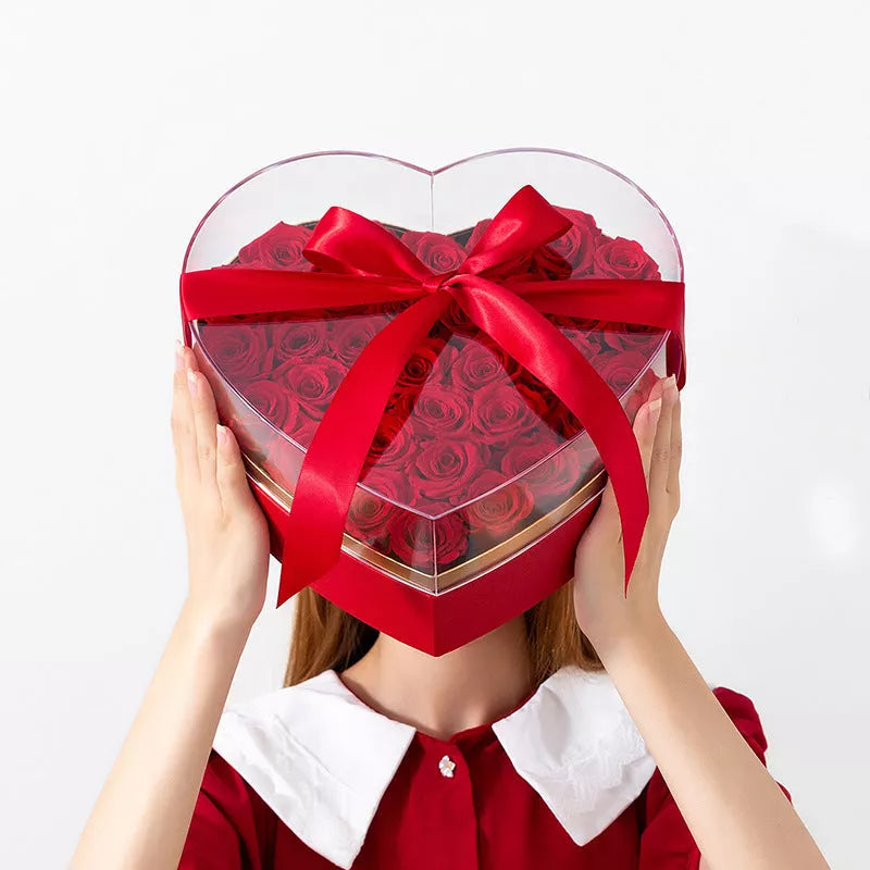 Valentine's Day transparent flowers packing box in red, black, pink, or white