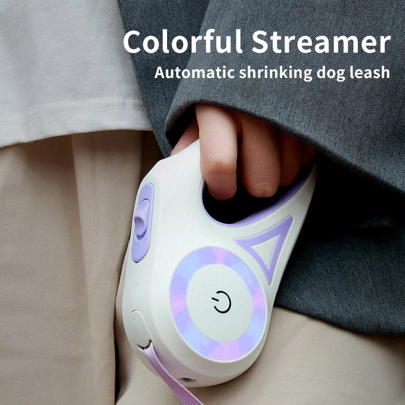 Retractable dog leash with automatic lock in Dream Purple, Sunshine Orange, and Mint Green