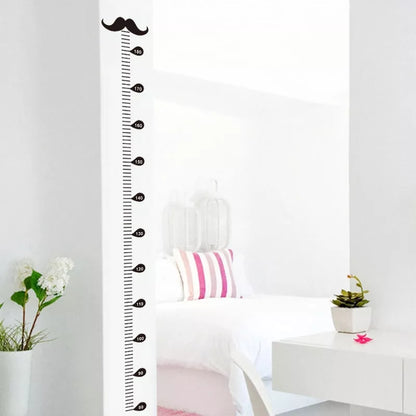 Black children's beard height measurement wall sticker, 57x12cm, modern design