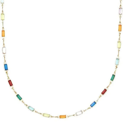 Geometric coloured glass pendant on an adjustable silver-tone alloy chain, modern women's necklace.