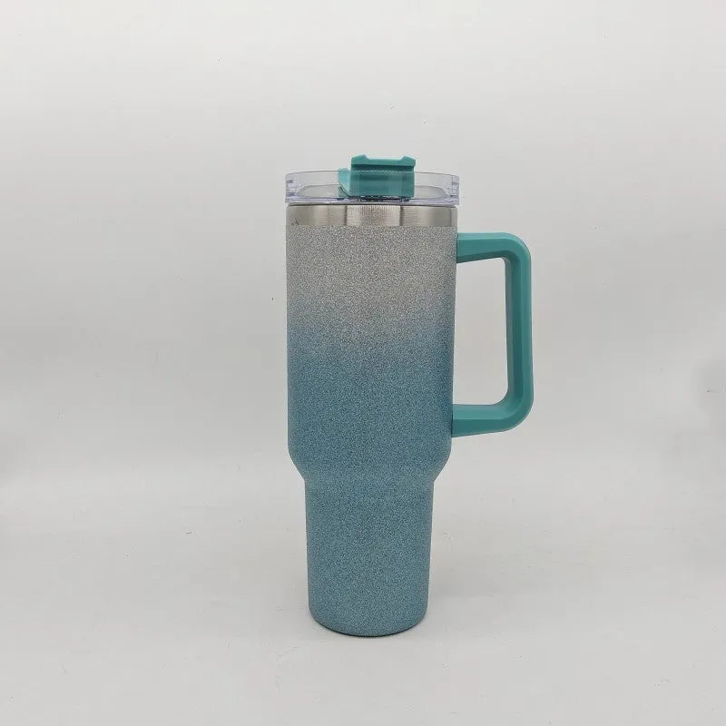 Stainless steel vacuum insulation cup with gradient colour, 27.5cm tall with 10cm wide mouth opening