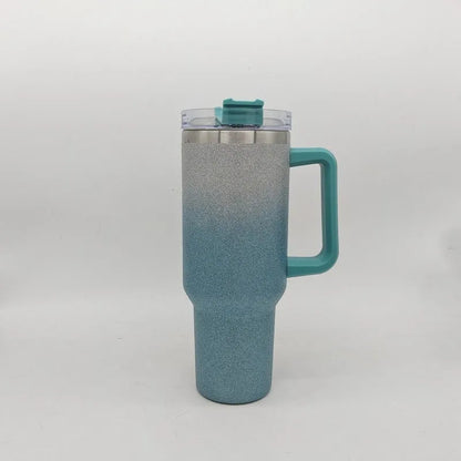 Stainless steel vacuum insulation cup with gradient colour, 27.5cm tall with 10cm wide mouth opening