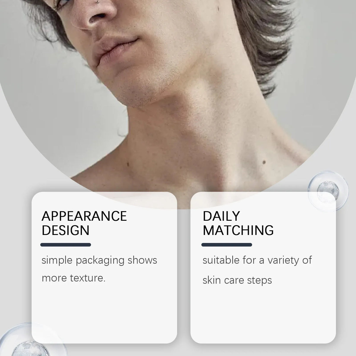 50g container of men's neck cream gel with anti-ageing ingredients collagen and retinol.