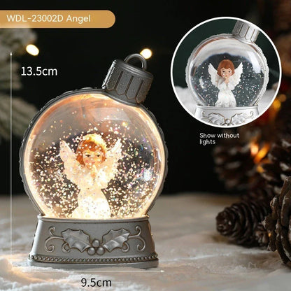 Luminous Christmas decoration set with realistic flame-like effect, featuring old man, snowman, children's tree, and angel designs