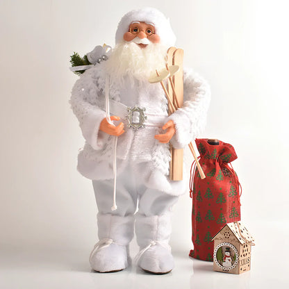 30cm Christmas doll ornaments with sequin details and snowman designs for holiday tree decoration