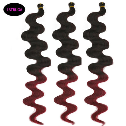 24-inch wine red synthetic wig with big wave texture in crochet braid style