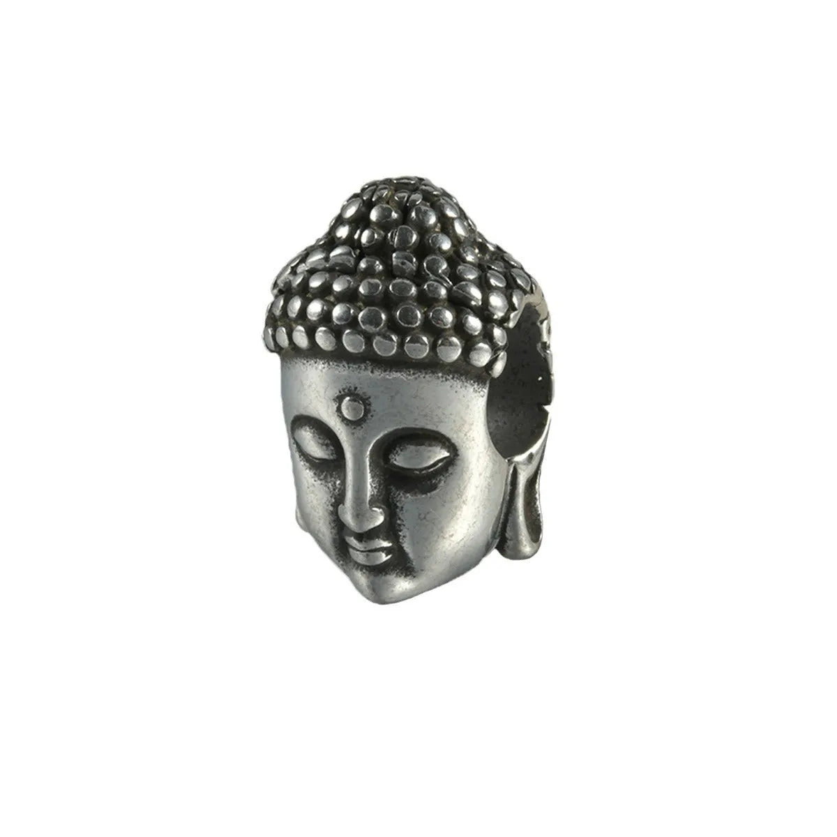 Personalised stainless steel hollow skull Buddha earrings showing 1.5 cm diameter and electroplated colour options