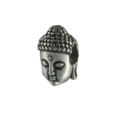 Personalised stainless steel hollow skull Buddha earrings showing 1.5 cm diameter and electroplated colour options