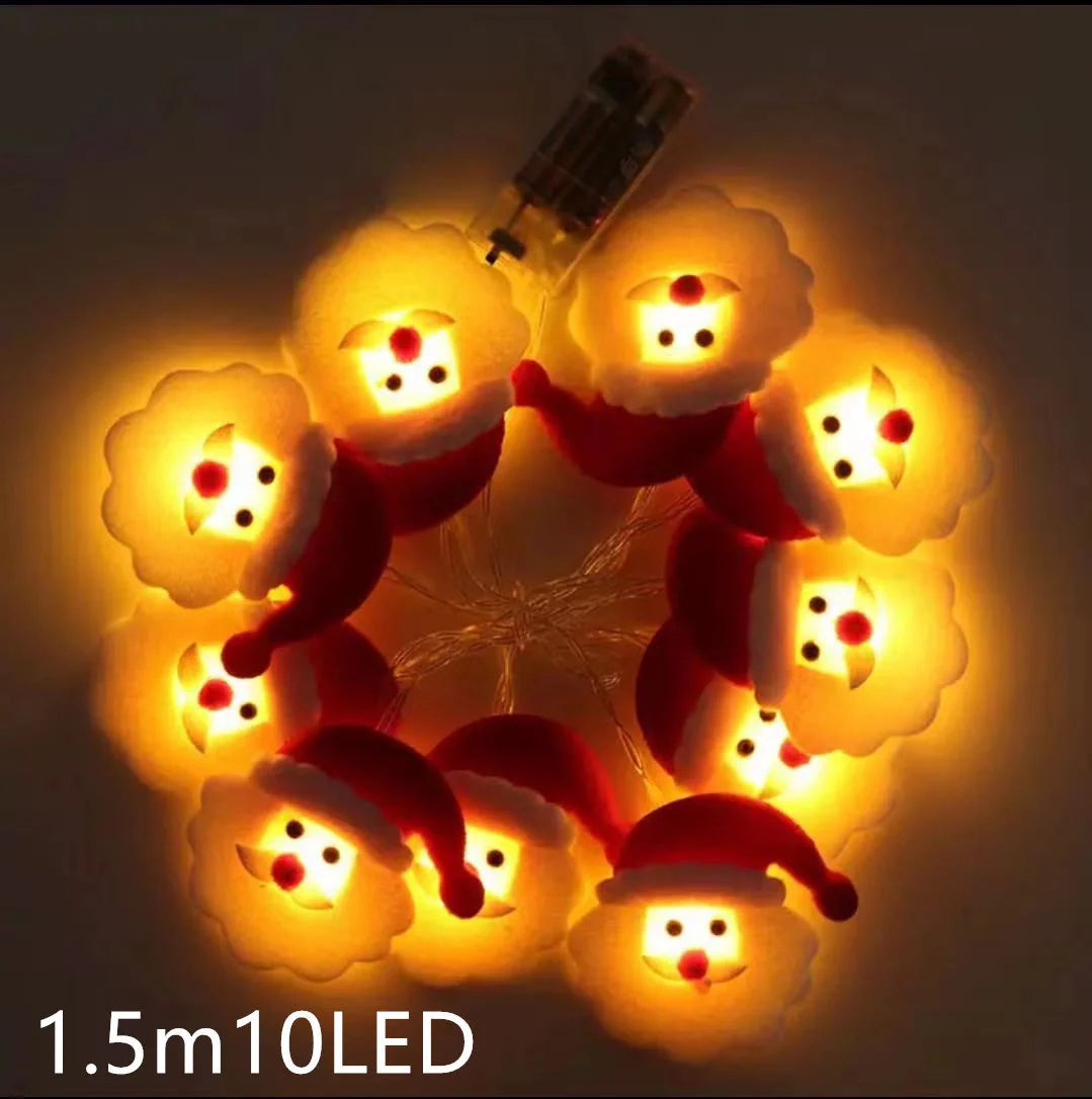 LED string lights with Santa Claus and snowflakes for Christmas decor