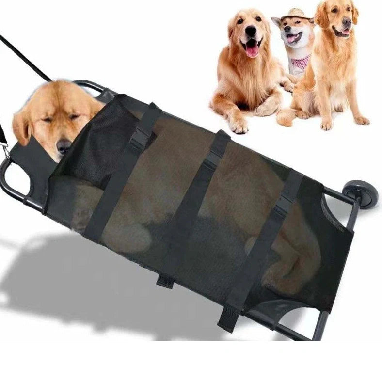 Black aluminium alloy foldable pet stretcher with 120cm length for dog emergency transport