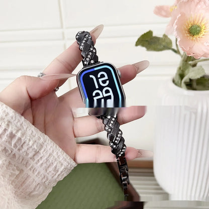 Twist diamond pattern zinc alloy watch strap in multiple colours for Apple Watch compatibility