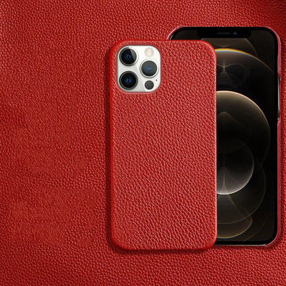 Genuine leather protective mobile phone case for Apple iPhone in multiple colours, showing half-line break design.